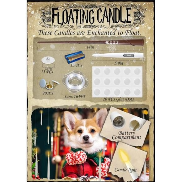 Christmas Decorations, 20 PCs Floating Candles with Wand Magic Hanging Candles - Picture 2 of 7